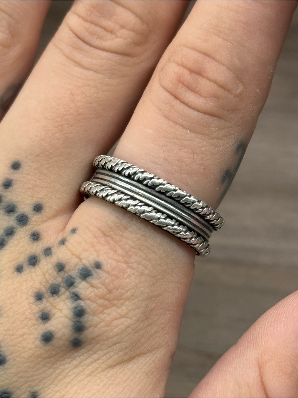 Braided Edge Stackable Ring in Silver - Picture 3 of 4